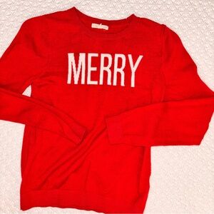Merry Christmas Red Crewneck Sweater Girl 12/14